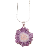 Amethyst Flower Necklace - Silver