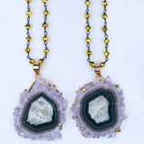 Amethyst Flower Necklace with Gold Beads