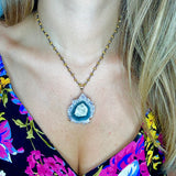 Amethyst Flower Necklace with Gold Beads