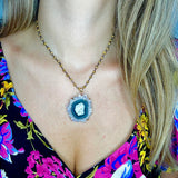 Amethyst Flower Necklace with Gold Beads
