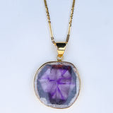 Amethyst Quartz Trapiche Necklace - Gold