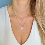 cubic zirconia baguettes solid 925 sterling silver charm necklace