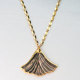 black fan shell necklace large tahitian black mother of pearl 24k gold