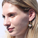Enamel Cloisonné Heart Earrings - Black