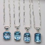 Blue Topaz .925 sterling silver necklace Italian adjustable chain tarnish free waterproof nickel free