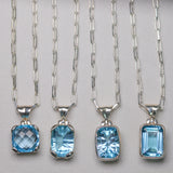 Blue Topaz .925 sterling silver necklace Italian adjustable chain tarnish free waterproof nickel free