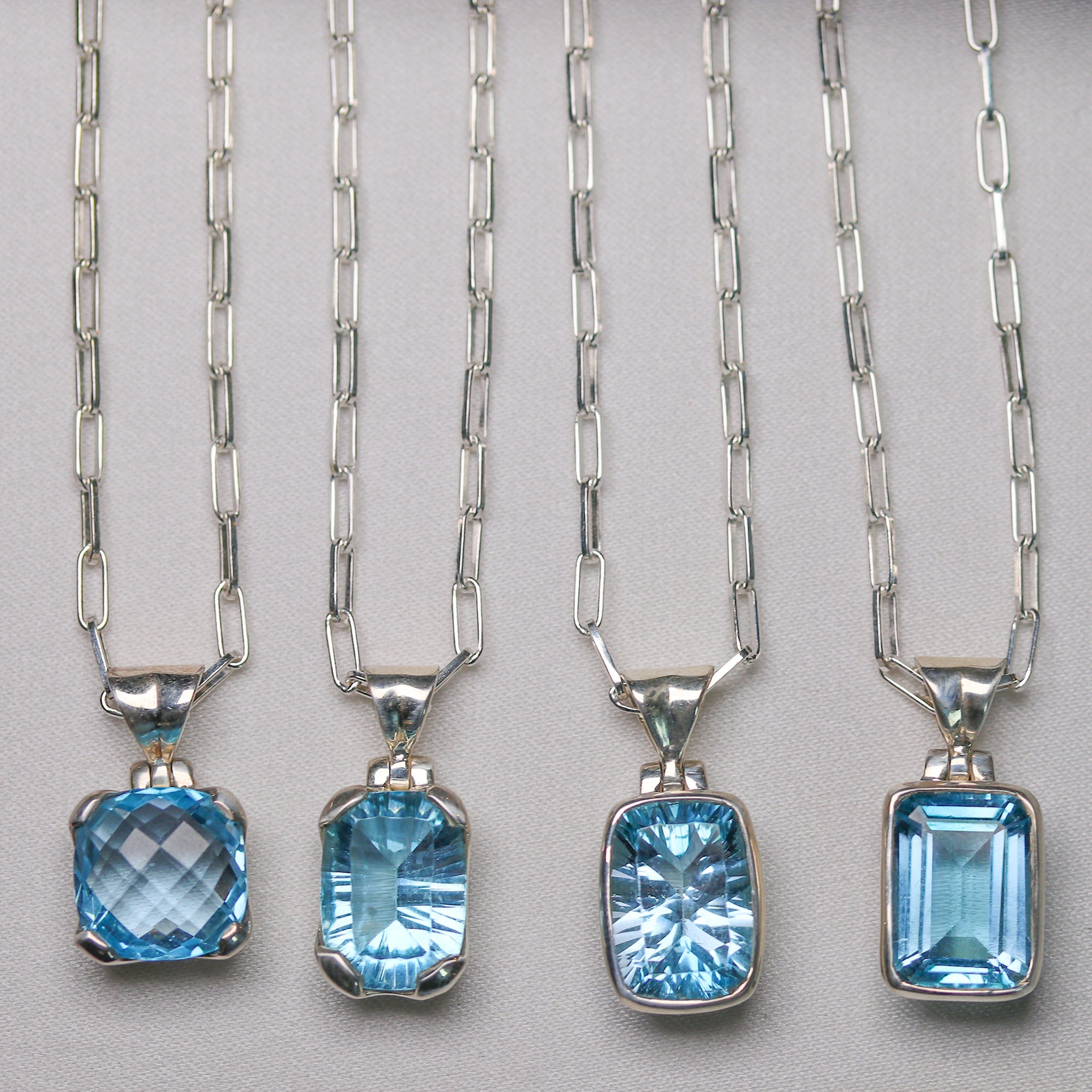 Blue Topaz .925 sterling silver necklace Italian adjustable chain tarnish free waterproof nickel free