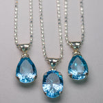 Blue Topaz .925 sterling silver necklace Italian adjustable chain tarnish free waterproof nickel free