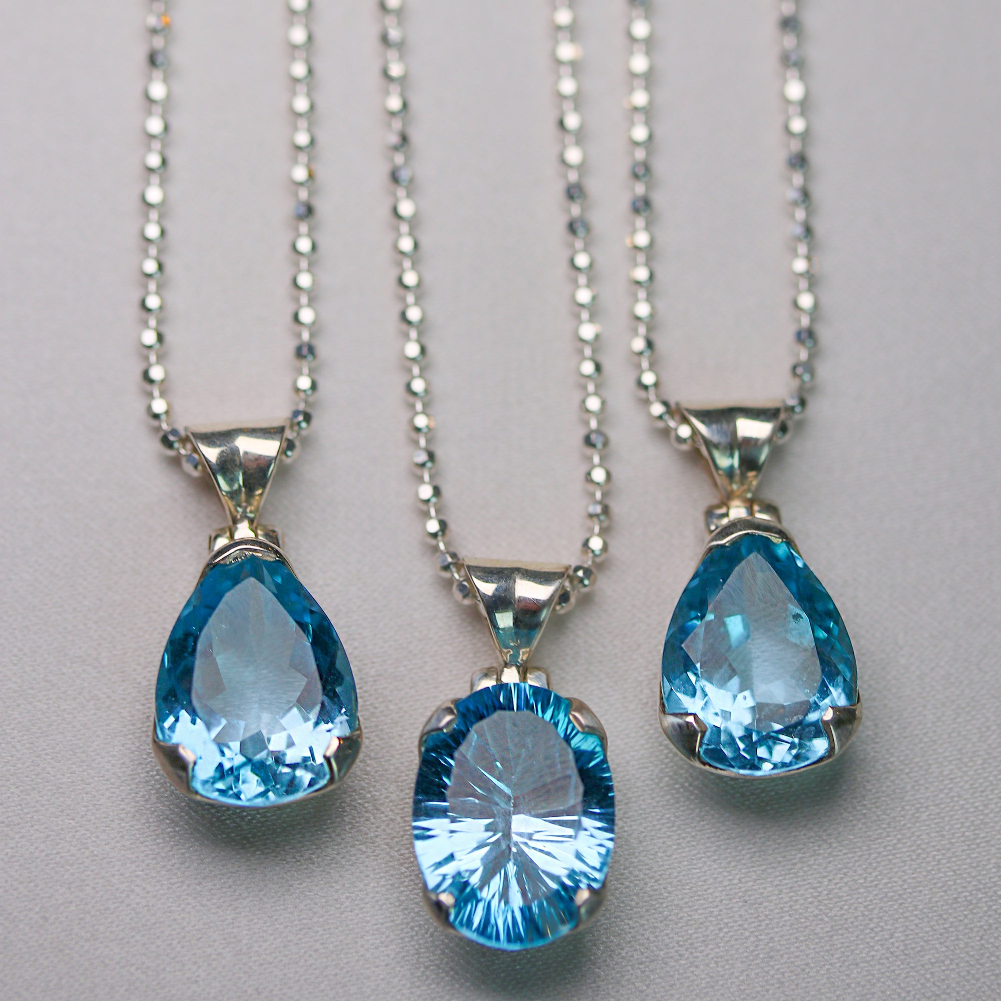 Blue Topaz .925 sterling silver necklace Italian adjustable chain tarnish free waterproof nickel free