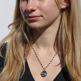 Black Carved Rose Pearl Necklace