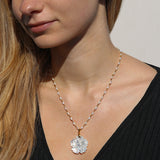 Carved Hibiscus Pearl Necklace
