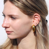 Chunky Gold Horn Hoop Earrings