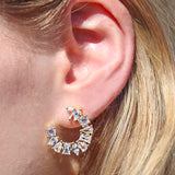Crystal Array Bling Earrings - Gold