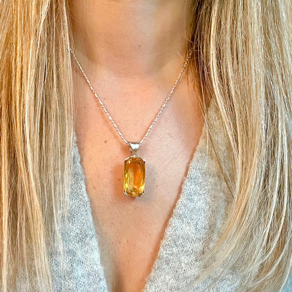 handmade citrine .925 sterling silver necklace tarnish free nickel free