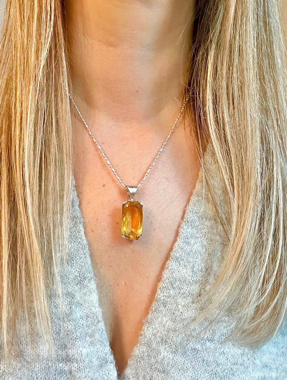 handmade citrine .925 sterling silver necklace tarnish free nickel free
