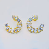 Crystal Array Bling Earrings - Gold