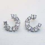 Crystal Array Bling Earrings - Silver