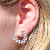 Crystal Array Bling Earrings - Silver