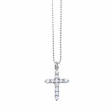 Crystal Cross Necklace - Silver