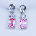 sparkly pink cubic zirconia earrings solid .925 sterling silver