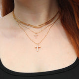 Crystal Cross Necklace - Gold