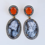 Carnelian + Scenic Agate + Topaz earrings