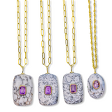 Dendritic Agate + Amethyst Inlay Necklace