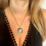 Enamel Cloisonné Square Locket Necklace