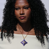 Enamel Cloisonné Star Medallion Necklace - Blue