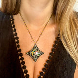 Enamel Cloisonné Star Medallion Necklace - Black