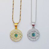 Evil Eye Crystal Medallion Necklace