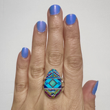 Faberge Egg Mosaic Inlay Ring