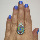 Faberge Egg Mosaic Inlay Ring