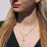 Fleur de Lis Pearl Cross Necklace