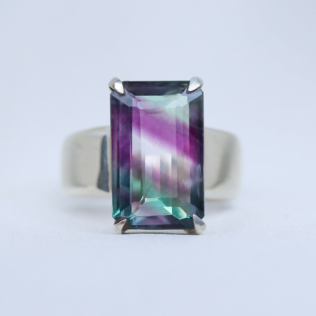 Custom natural Fluorite ring solid .925 sterling silver