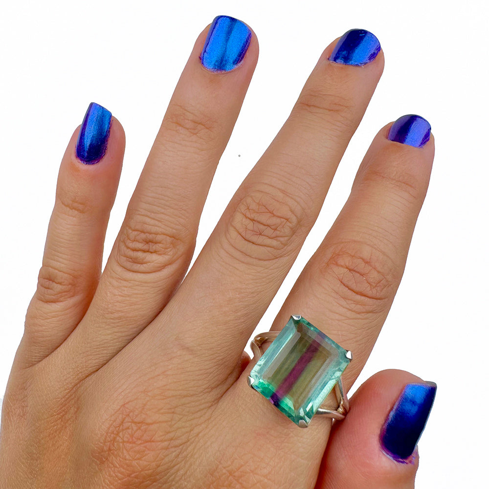 Custom natural Fluorite ring solid .925 sterling silver