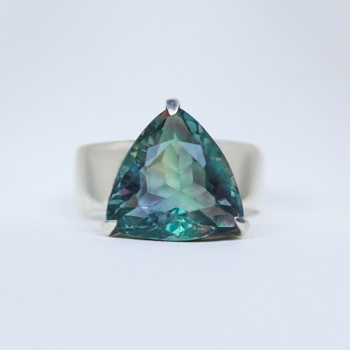 Custom natural Fluorite ring solid .925 sterling silver