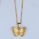 butterfly charm necklace gold filled gold plated stainless steal waterproof