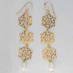 sacred geometry flower pearl earrings gold fill pearls