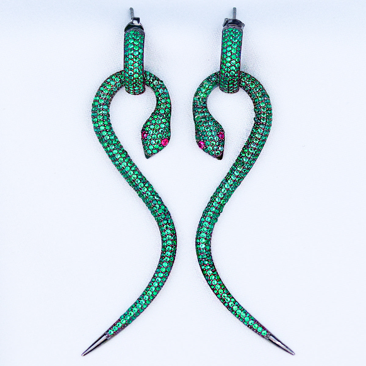 Emerald Green and Gold Marble Snake Earrings Snake Dangles -  Portugal