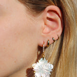 Carved Hibiscus Pearl Earrings