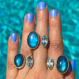 Labradorite + Topaz Duo Ring