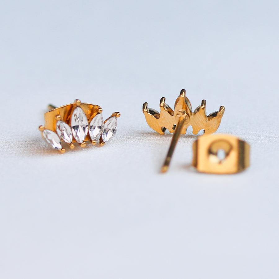 Cubic Zirconia waterproof chic studs tarnish free 14k gold-plated nickel free