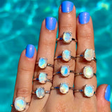Rainbow Moonstone Oval Ring