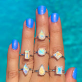 Rainbow Moonstone Shape Ring