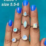 Rainbow Moonstone Shape Ring