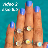 Rainbow Moonstone Shape Ring