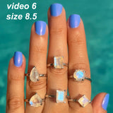 Rainbow Moonstone Shape Ring