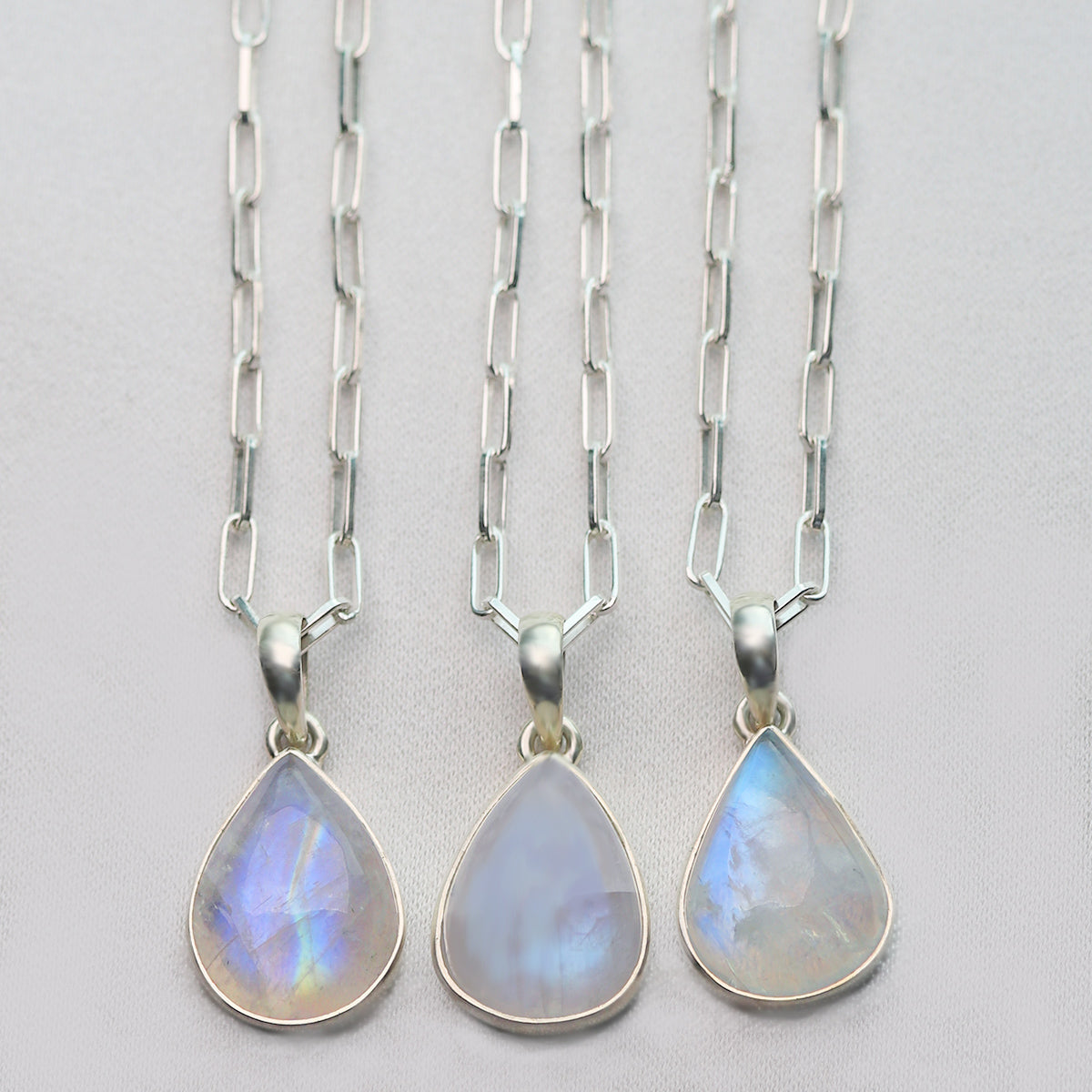 moonstone paperclip necklace 925 sterling silver