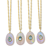 Moonstone + Topaz Inlay Necklace